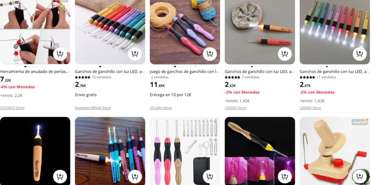 Agujas de Crochet con Luz de AliExpress