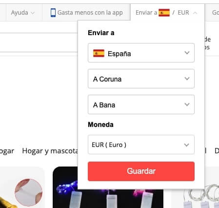 Cambiar la configuración de idioma en AliExpress
