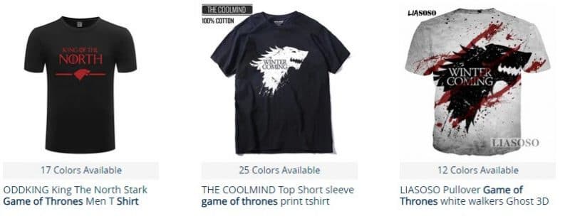 Camisetas juego de tronos baratas