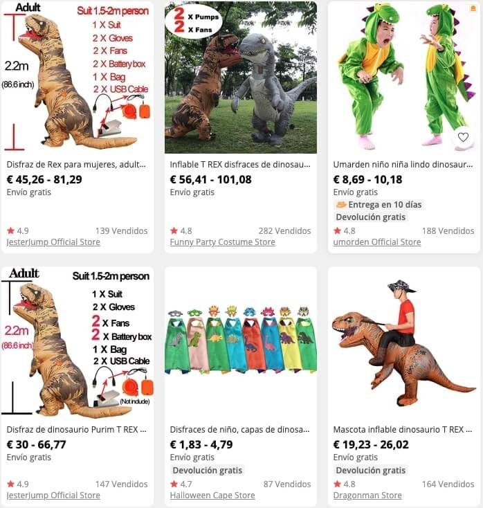 Disfraces de Dinosaurios