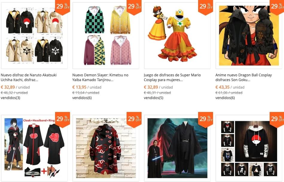 disfraces de videojuegos, animes, películas