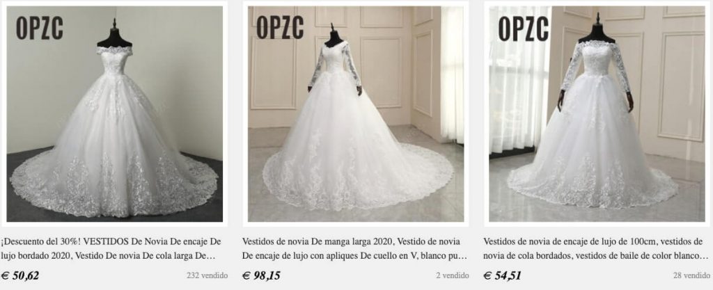 vestido de novia en aliexpress