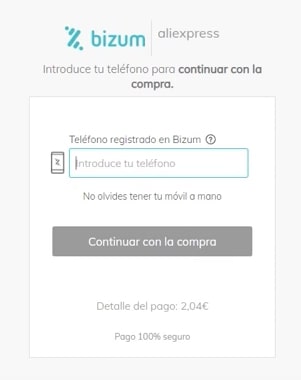Introducir los datos de Bizum