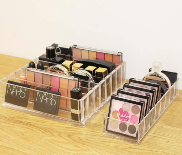 Organizador de maquillaje acrílico transparente