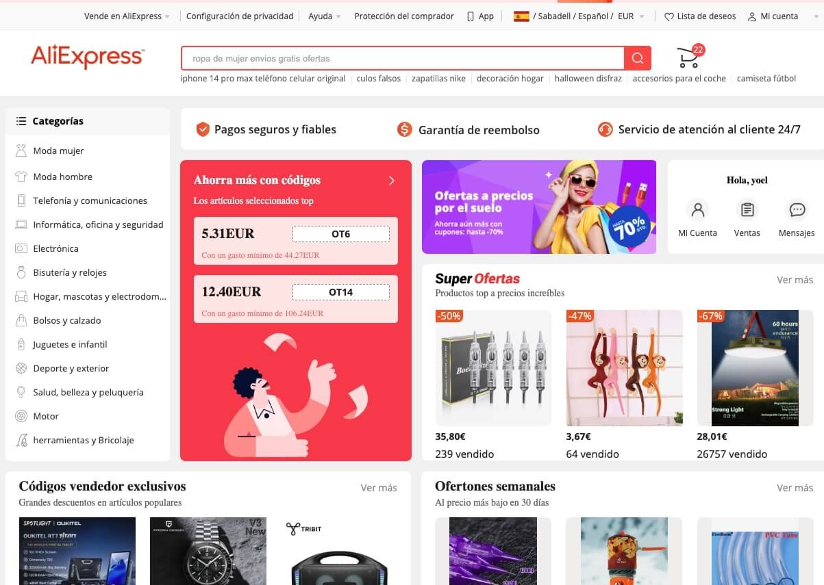 Cambiar la configuración de idioma en AliExpress
