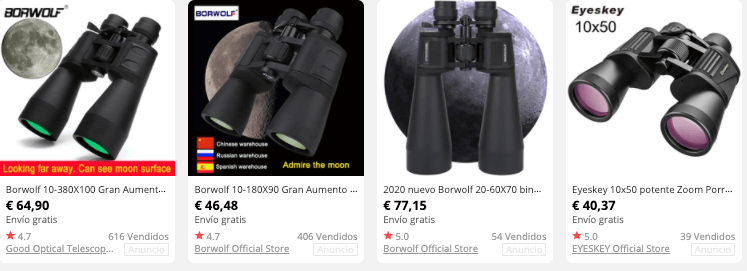 Prismáticos profesionales en aliexpress