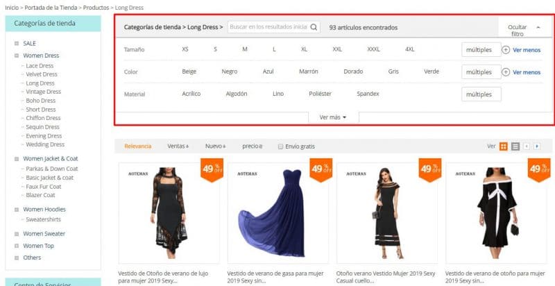 buscador tallas de abrigos y vestidos