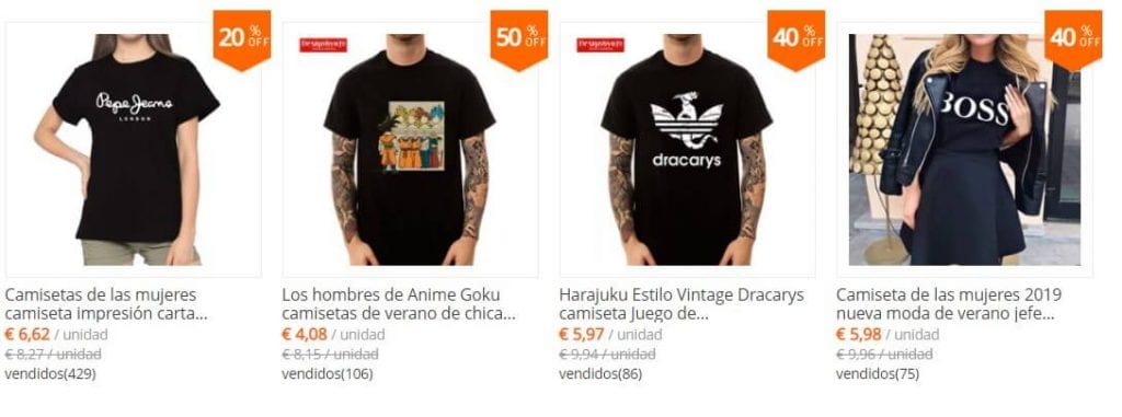 camiseta de marca en aliexpress