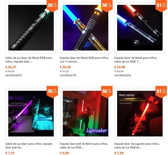 espadas láser para niños