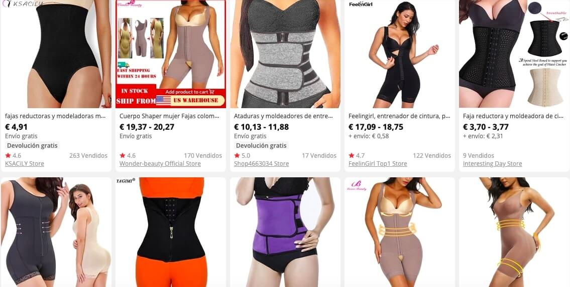 Tiendas para comprar fajas colombianas en Aliexpress