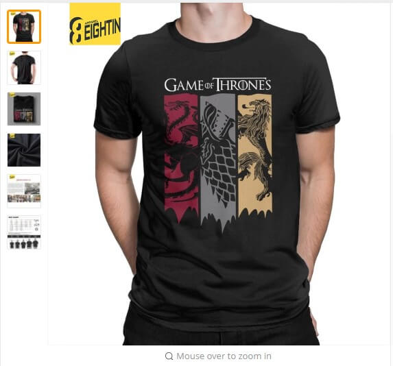 Camisetas y artículos de Juego de Tronos para comprar en Aliexpress