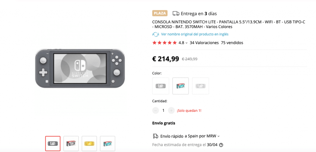 Nintendo Switch Lite en Aliexpress