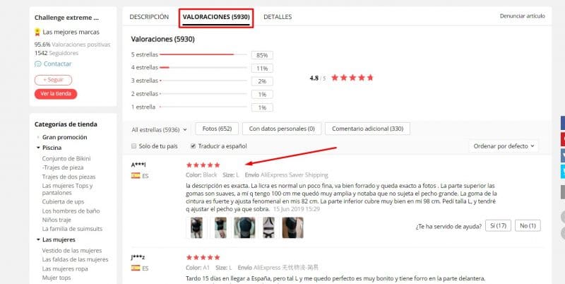 opiniones bañadores aliexpress
