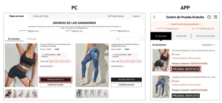 pasos para SHEIN Free Trial