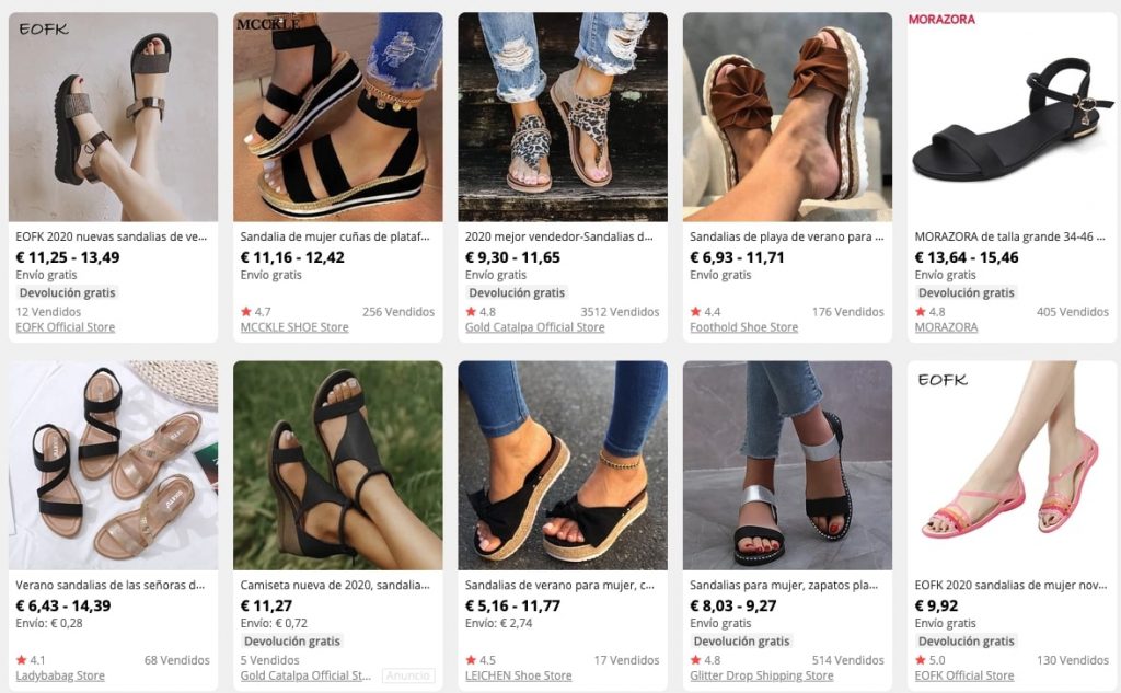 sandalias en aliexpress