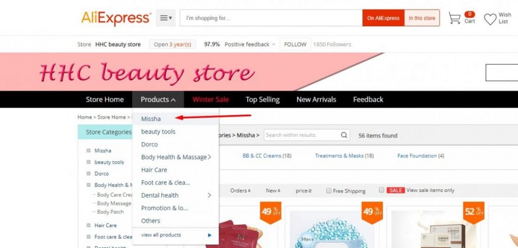 MISSHA Cosméticos en aliexpress