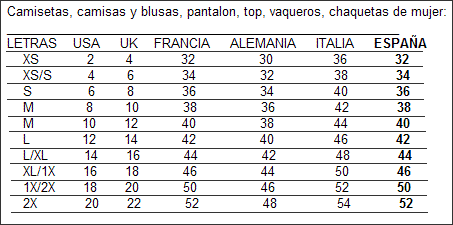 elegir talla de ropa de china
