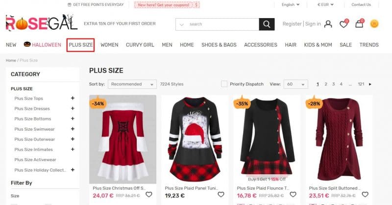 tallas grandes en tiendas chinas