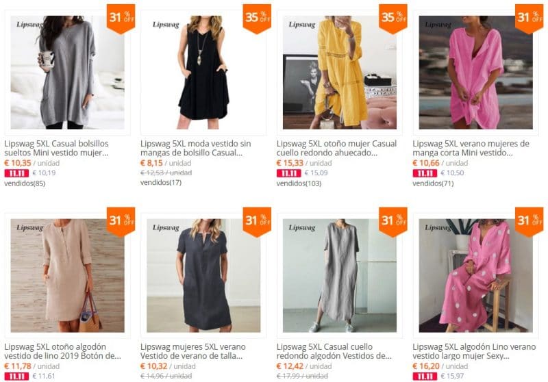 vendedor talla grande aliexpress