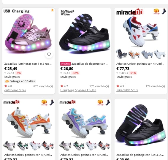 zapatillas con ruedas y luces baratas