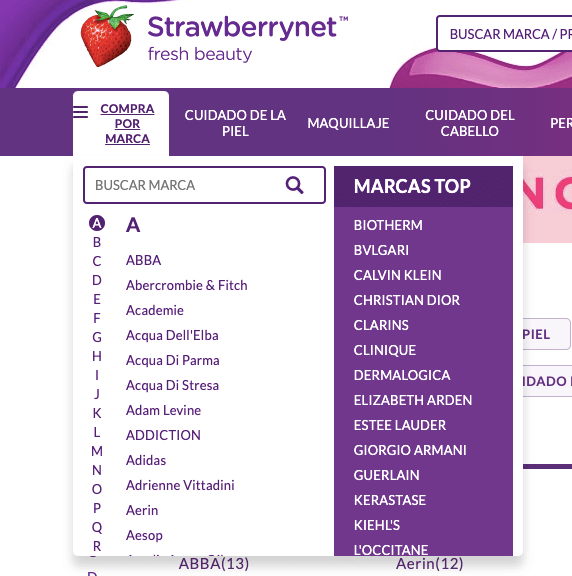 comprar por marcas en Strawberrynet
